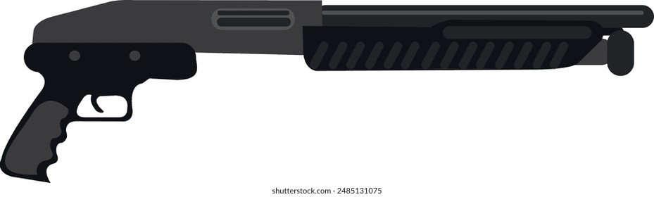 Pump-action shotgun vector illustration. Guns drawin