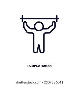 ícono humano bombeado. La línea delgada bombeó al ícono humano de la colección de sentimientos y reacciones. Vector de contorno aislado en fondo blanco. El símbolo humano editable bombeado se puede usar web y móvil