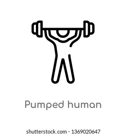 pumped human vector line icon. Simple element illustration. pumped human outline icon from feelings concept. Can be used for web and mobile