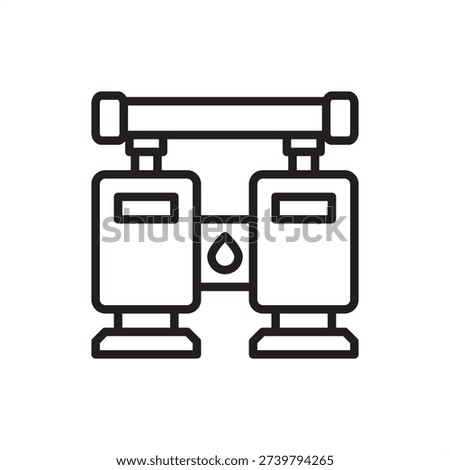 Pumped hydro station icon symbolizing gravitational energy storage, representing dual-reservoir hydropower, grid-scale water batteries, peak demand management, and sustainable civil energy engineering