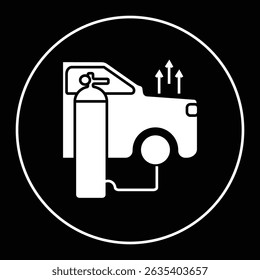 Bombeamento de pneus de pressão de ar com ilustração compressor. Ilustração em ícone vetorial de uma bomba de gás