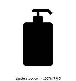 Pumping bottle silhouette. Liquid soap bottle icon in black and white color