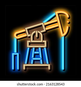 pumping gas from tower neon light sign vector. Glowing bright icon pumping gas from tower sign. transparent symbol illustration