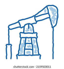 pumping gas from tower sketch icon vector. Hand drawn blue doodle line art pumping gas from tower sign. isolated symbol illustration