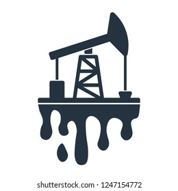 Pumpjack and drip and dollar isolated icon on white background, oil industry