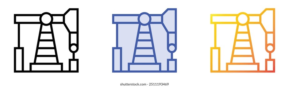 pumpjack icon. Linear, Blue Fill and Gradient Style Design Isolated On White Background