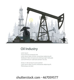 Pumpjack or Oil Pump Isolated on White Background, Oil Horse, Pumping Unit, Gasshopper Pump, Oil Industry, Overground Drive for a Reciprocating Piston Pump in an Oil Well,Poster Brochure Flyer Design 