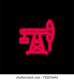 Pumpjack red glowing neon ui ux icon. Glowing sign logo vector