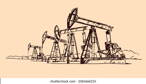 Pumpjack Sketch illustration