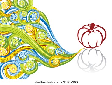 Pumpkin in abstract collage. Format A4. Vector illustration. Isolated groups and layers. Global colors.