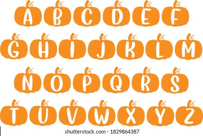 Pumpkin alphabet with solid font