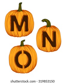 Pumpkin alphabet. Vector illustration