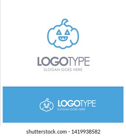 Pumpkin, American, Usa Blue Outline Logo Place for Tagline