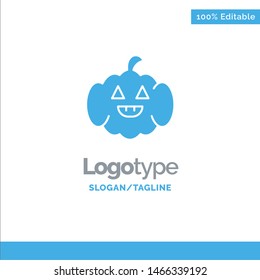 Pumpkin, American, Usa Blue Solid Logo Template. Place for Tagline. Vector Icon Template background