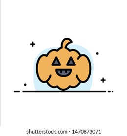 Pumpkin, American, Usa  Business Flat Line Filled Icon Vector Banner Template. Vector Icon Template background