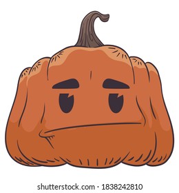 Pumpkin with angry and irritated gesture because the Halloween celebrations, in retro and hand drawn style.