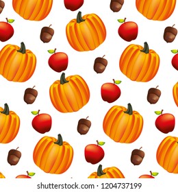 pumpkin apple acorn autumn pattern