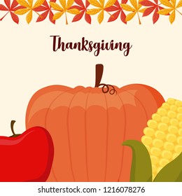 pumpkin with apple and cob of thanksgiving