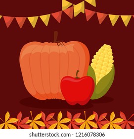 pumpkin with apple and cob of thanksgiving