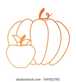 pumpkin and apple fresh isolated icon