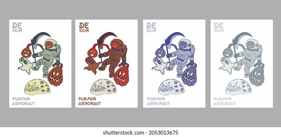 astronauta de calabaza, estar por encima de la luna espacial es perfecto para afiches, cubiertas, diseños de camisetas, etc