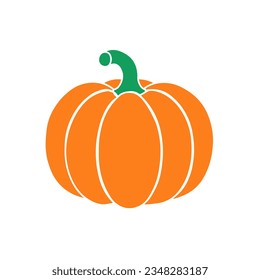 Pumpkin - autumn design element for Halloween or Thanksgiving. Flat vector color icon for websites.Vector graphic