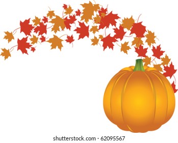 Pumpkin with autumn leaves