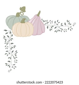 pumpkin with autumn leaves, vector 