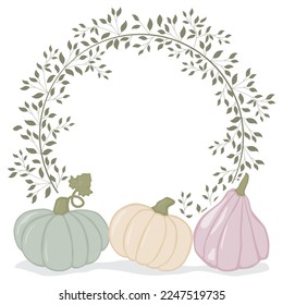 calabaza con hojas de otoño, vector 