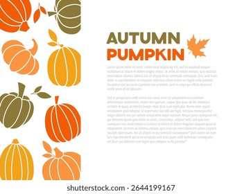 Pumpkin Autumn Template. Horizontal Banner with Fall Vegetables. 