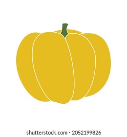 Calabaza. Hortalizas de otoño. Para el diseño decorativo de otoño, la invitación al día de gracias y halloween, el volante de cosecha, textil. Ilustración de dibujos animados planos vectoriales