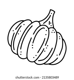 Kürbis, Herbsternte, lineares Vektorsymbol im Doodle-Stil