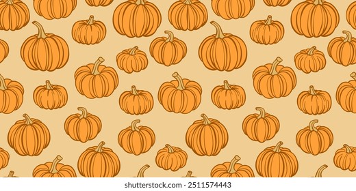 Pumpkin backgorund pattern orange autumn wallpaper design, cover image