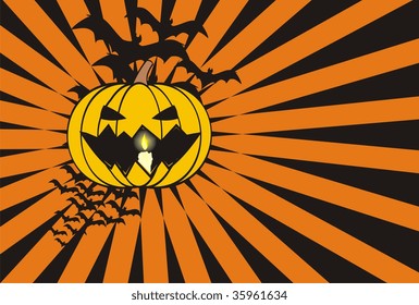 pumpkin background with bats in vector format