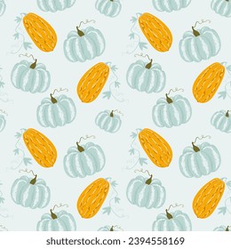 pumpkin background in blue tones. cute pumpkins