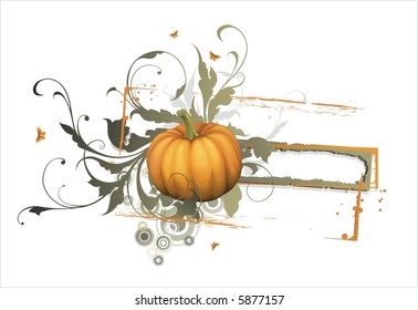 pumpkin with banner for text