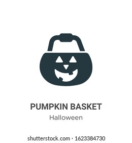 Pumpkin basket glyph icon vector on white background. Flat vector pumpkin basket icon symbol sign from modern halloween collection for mobile concept and web apps design.