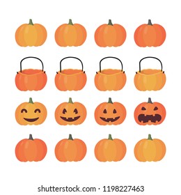 Pumpkin Basket Halloween flat vector illustration icon