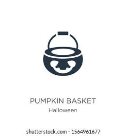 Pumpkin basket icon vector. Trendy flat pumpkin basket icon from halloween collection isolated on white background. Vector illustration can be used for web and mobile graphic design, logo, eps10