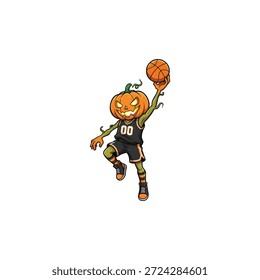 Icono de jugador de baloncesto de calabaza diseño de Vector plano.