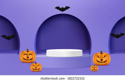 Pumpkin with bat and cylinder for showing product 