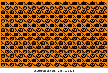 pumpkin and bat pattern background design with orange color. designs for gifts and wallpaper