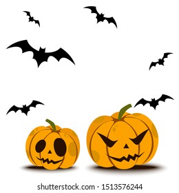 Pumpkin And Bat Pattern Vector For Halloween image decoration
