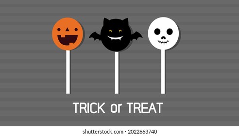 Dibujo a mano de calabaza, murciélagos y caramelos para el banner de Halloween