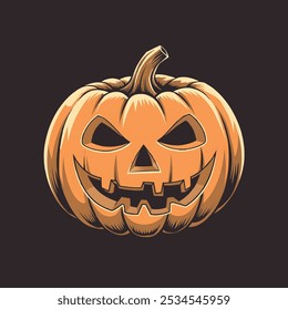 A pumpkin with big eyes and a wide grin vector.