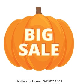 Pumpkin big sale icon cartoon vector. Halloween sale. Happy discount