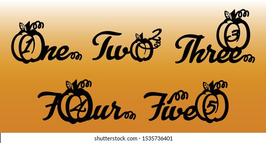 Pumpkin Birthday theme numbers for Cake and Halloween theme for children laser cut 