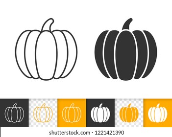 Pumpkin black linear and glyph icons. Thin line sign of thanksgiving day. Halloween outline pictogram isolated on white, transparent background. Gourd Vector Icon shape. Squash simple symbol closeup
