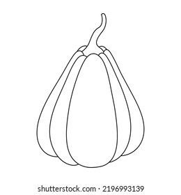 Calabaza con un contorno negro. Ilustración vectorial de una calabaza dibujada a mano sobre un fondo blanco. Un elemento para el diseño decorativo de otoño, una invitación para Halloween.Icono de calabaza Fondo blanco 