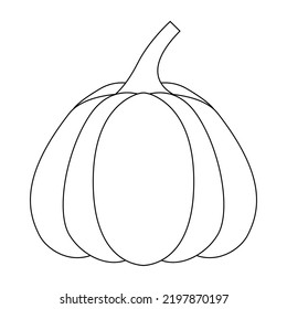 Pumpkin with a black outline. Vector illustration of a hand-drawn pumpkin on a white background. An element for autumn decorative design, an invitation for Halloween.Pumpkin Icon White Background 